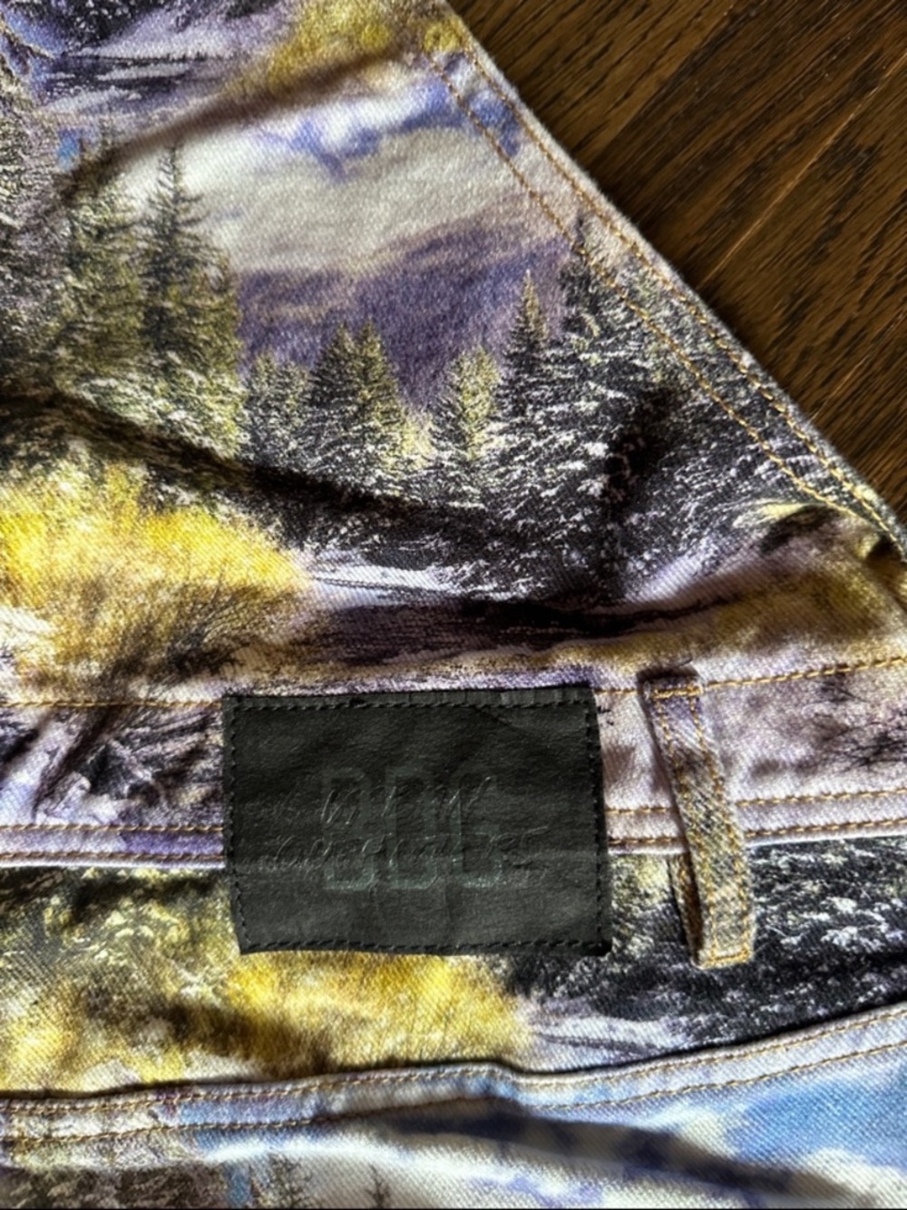 BDG Scenic Print Overalls in Blue, Yellow, Green - Picture 4 of 5